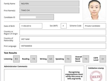Niềm vui vỡ òa khi Thảo Chi học sinh lớp 5 đạt 7.5 overall với lần đầu tiên thử sức.