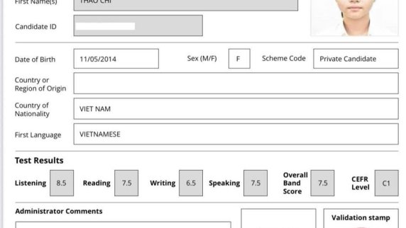 Niềm vui vỡ òa khi Thảo Chi học sinh lớp 5 đạt 7.5 overall với lần đầu tiên thử sức.