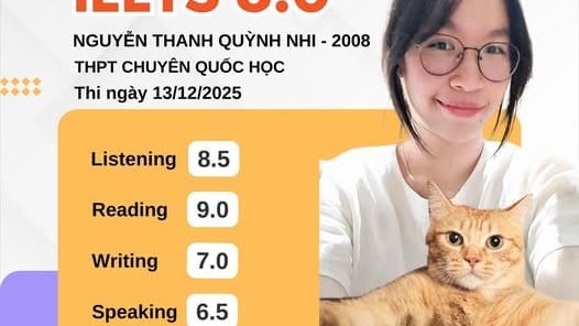 Chúc mừng Quỳnh Nhi đã xuất sắc chinh phục IELTS 8.0 ngay trong lần thi đầu tiên!